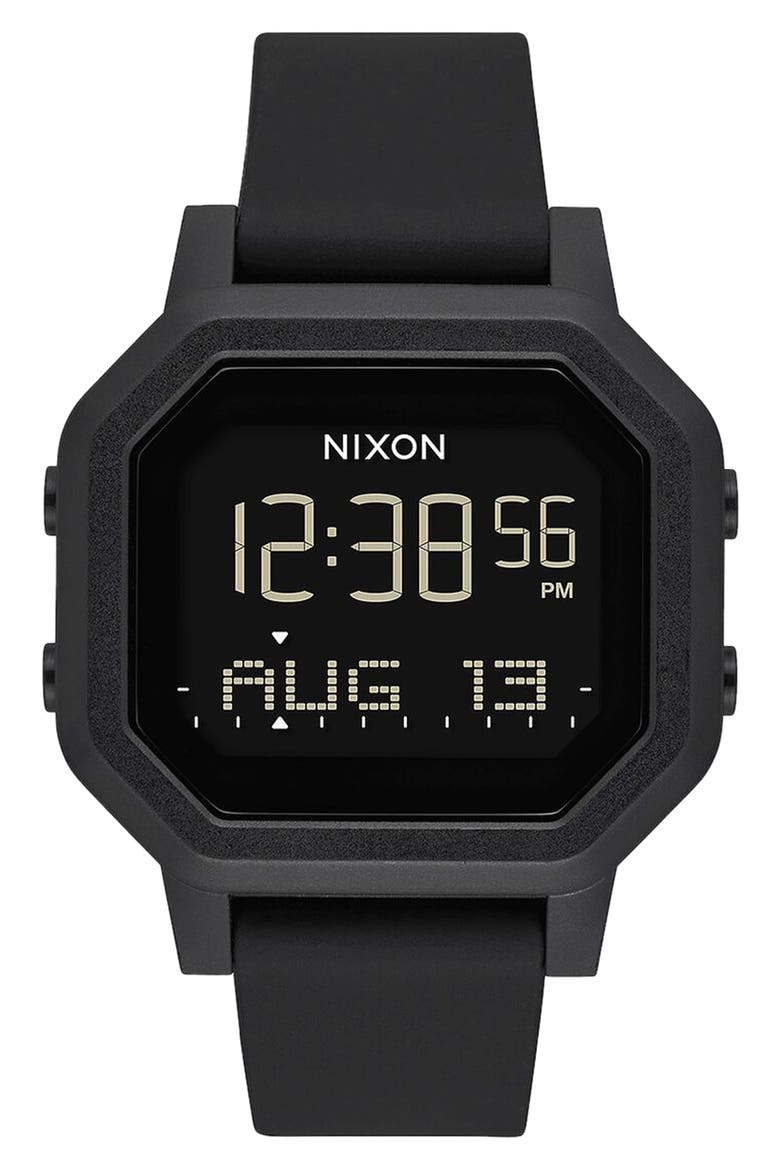 Siren Digital Recycled Plastic Strap Watch, 36mm, Main, color, BLACK