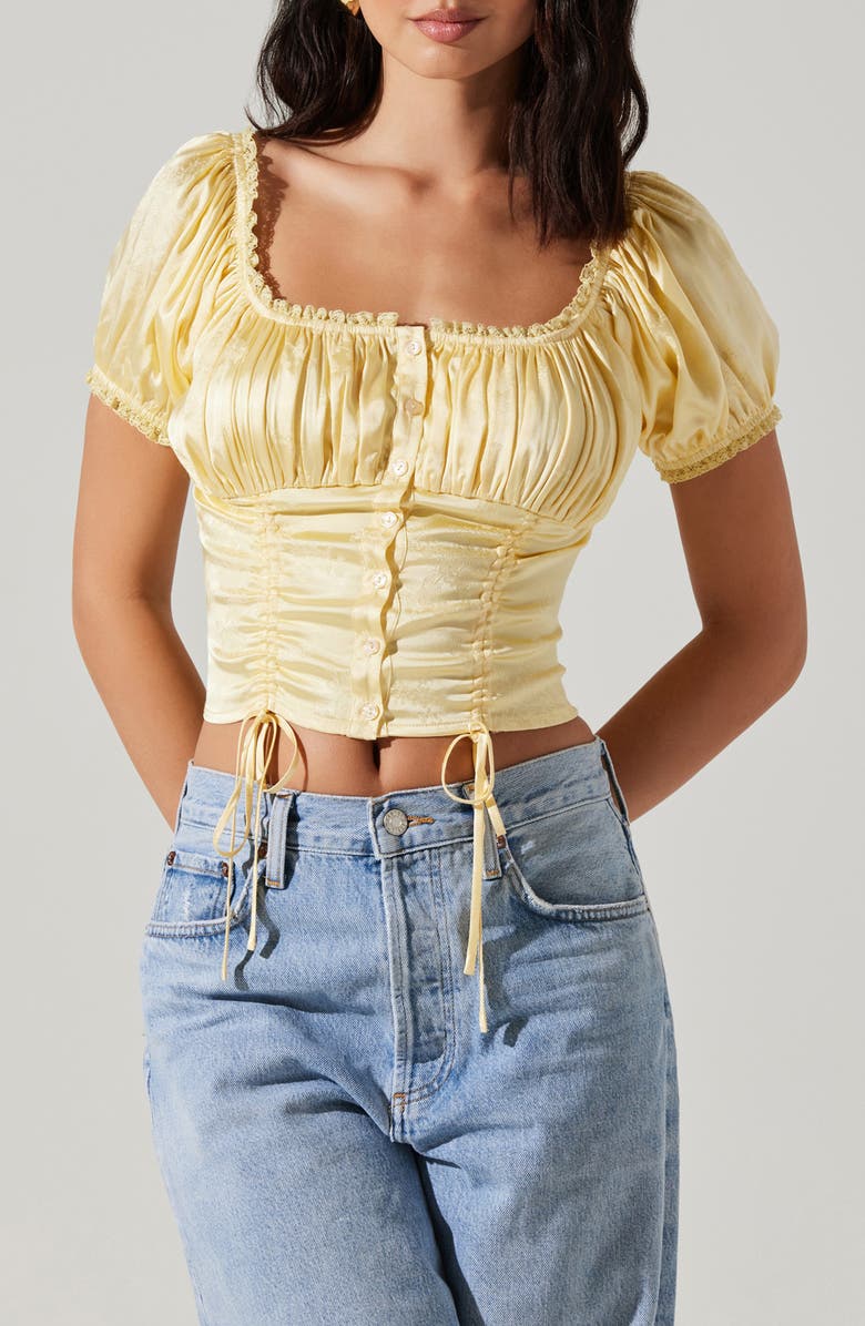 ASTR the Label Prisca Tonal Embroidery Crop Top, Main, color, Yellow