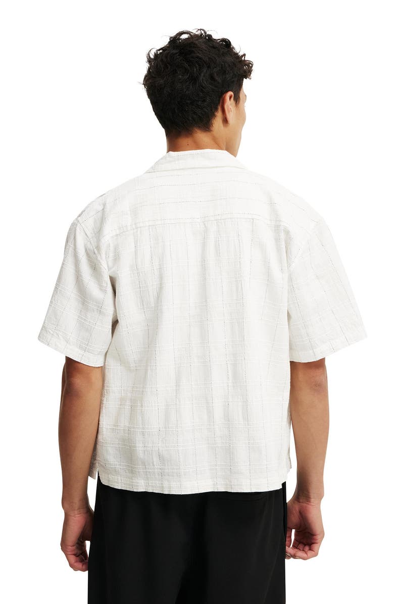 Cotton On Men's Box Fit Short Sleeve Shirt, Alternate, color, White Dobby Check