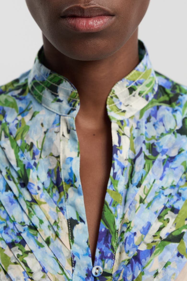 Floral Puff Sleeve Blouse, Alternate, color, Blue