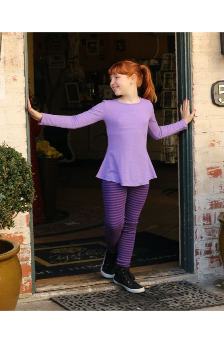 CITY THREADS Girls Soft Cotton Long Sleeve Peplum Tee, Alternate, color, White