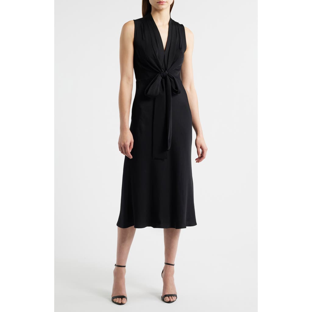Kobi Halperin Lex Front Tie Midi Dress In Black