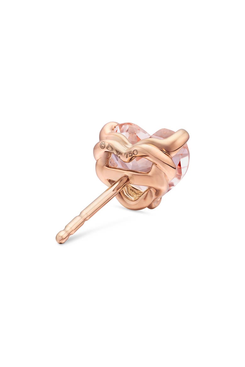 Heart Stud Earrings in 18K Rose Gold with Morganite, Alternate, color, MORGANITE