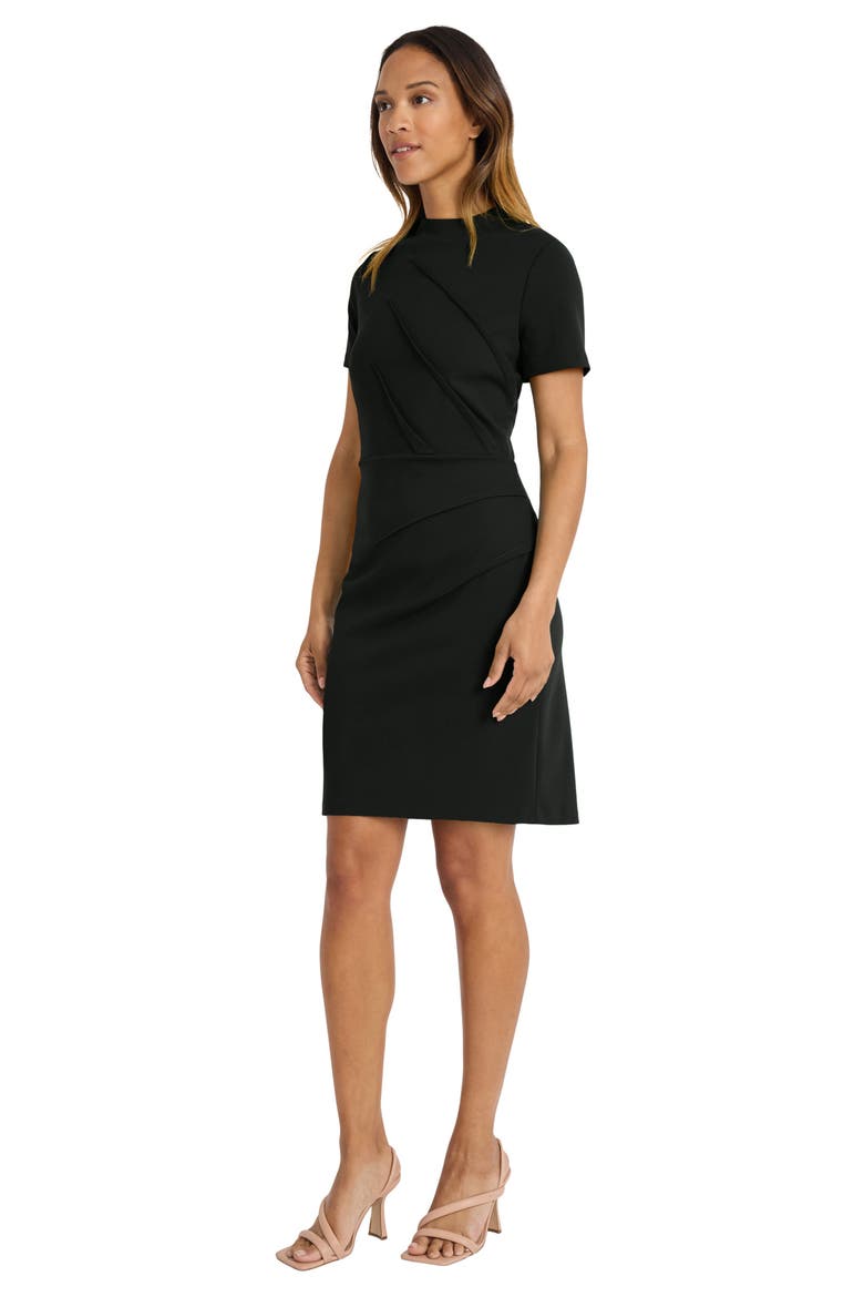 Pintuck Short Sleeve Sheath Dress, Alternate, color, BLACK