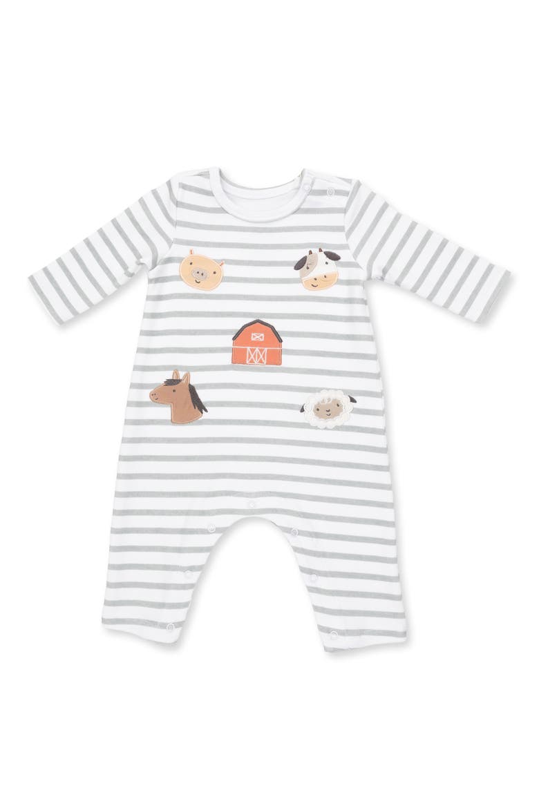 Farm Appliqué Romper, Main, color, COWS BLUE