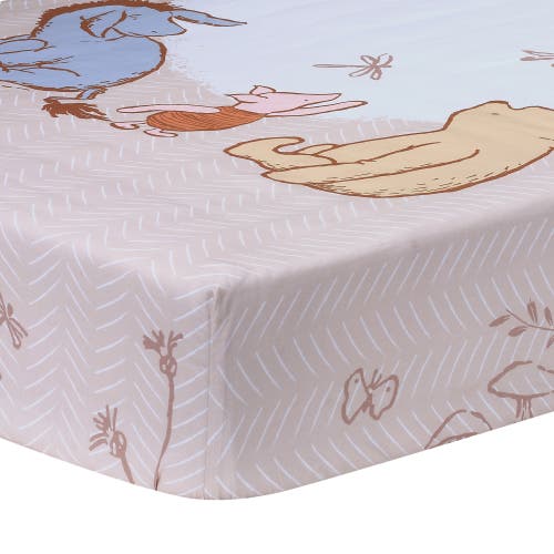 Lambs & Ivy Disney Baby Pooh Bear & Pals Photo Op Cotton Baby Fitted Crib Sheet In Neutral