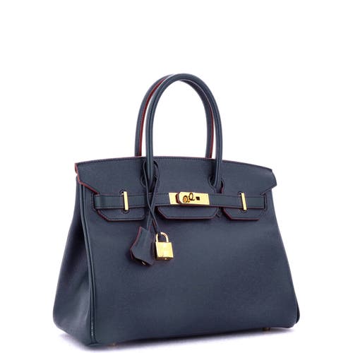 Pre-owned Hermes Hermes Contour Birkin Bag Blue Epsom With Gold Hardware 30 In Blue
