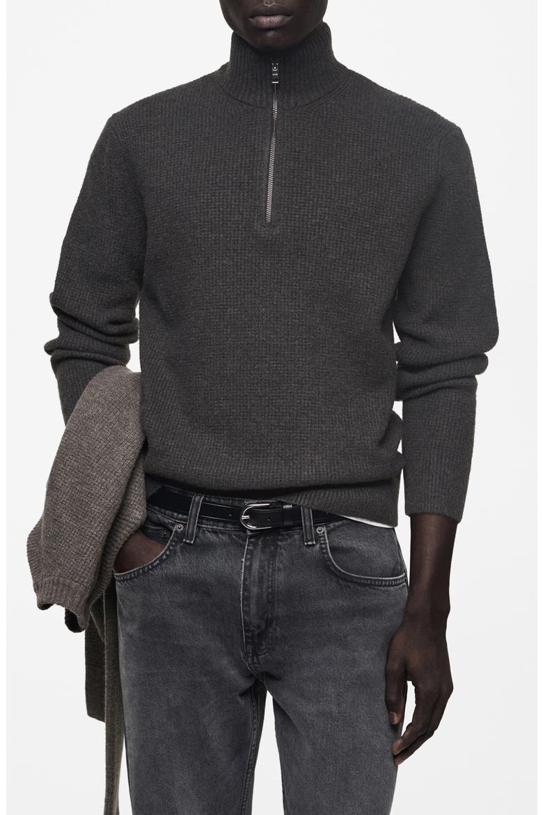 Mock Neck Quarter Zip Sweater, Main, color, CHARCOAL