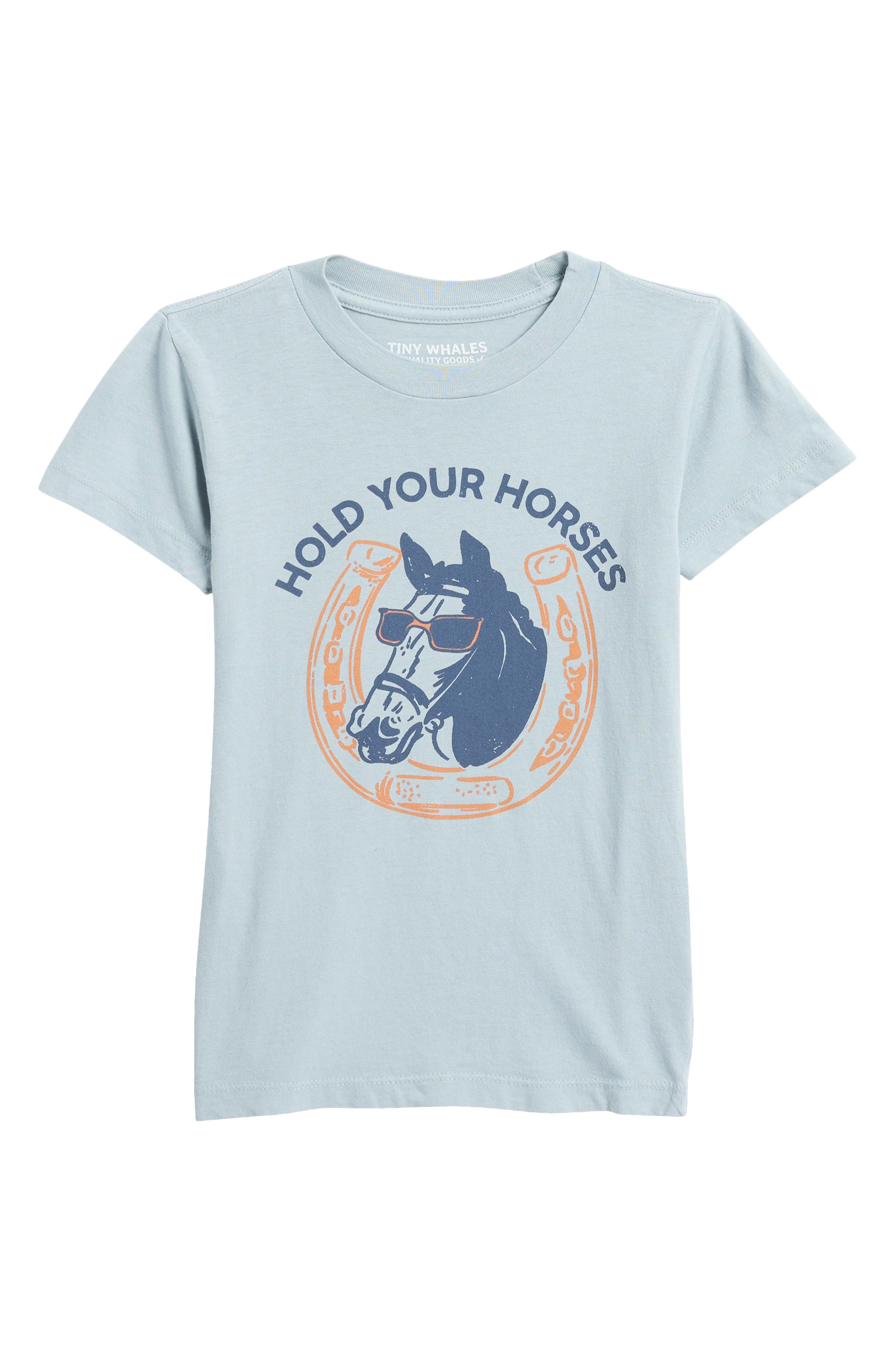 Tiny Whales Kids' Hold Your Horses Cotton Graphic T-Shirt (Men ...