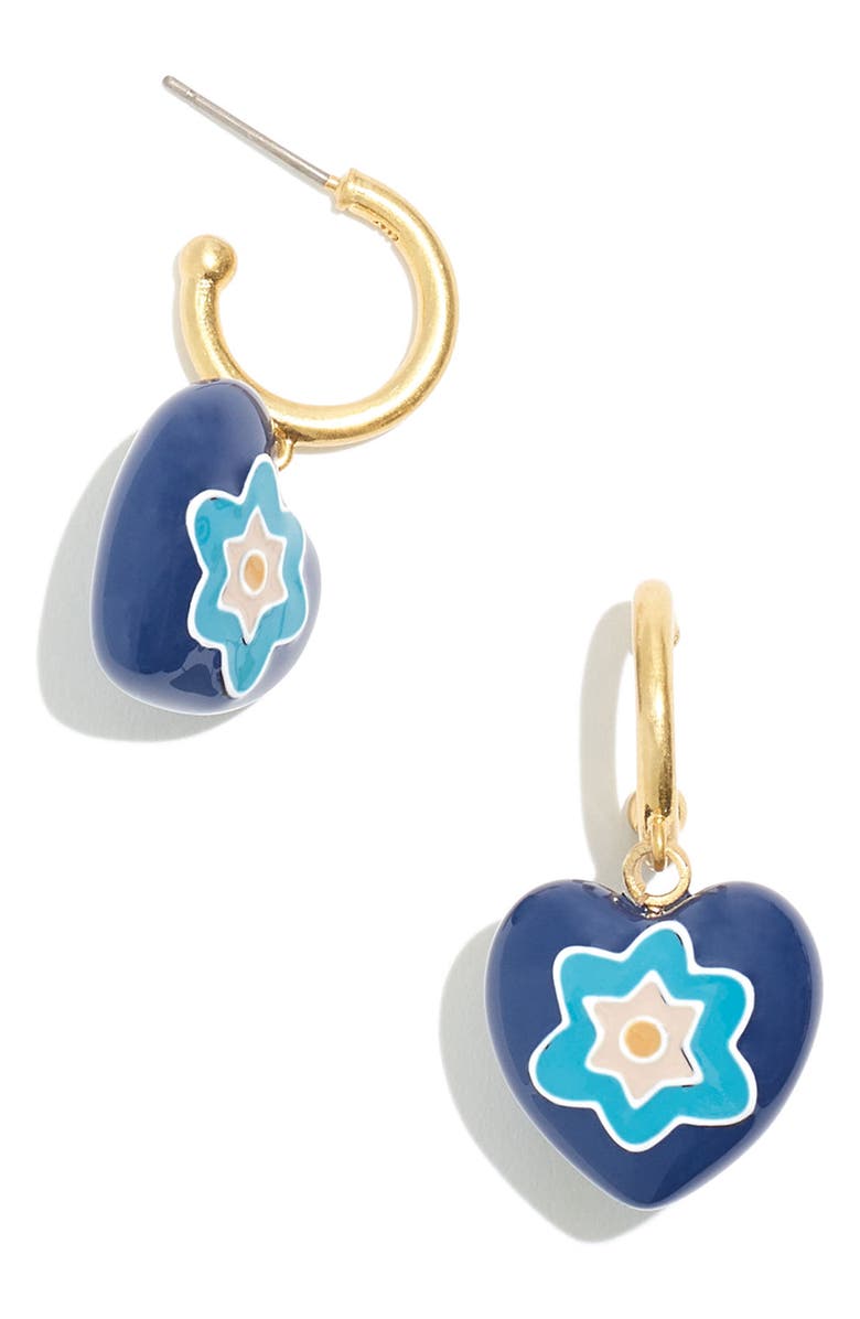 Madewell Mosaic Heart Hoop Earrings, Alternate, color,