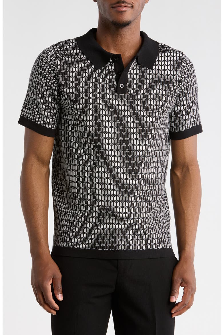 Slim Fit Polo Sweater, Main, color, BLACK