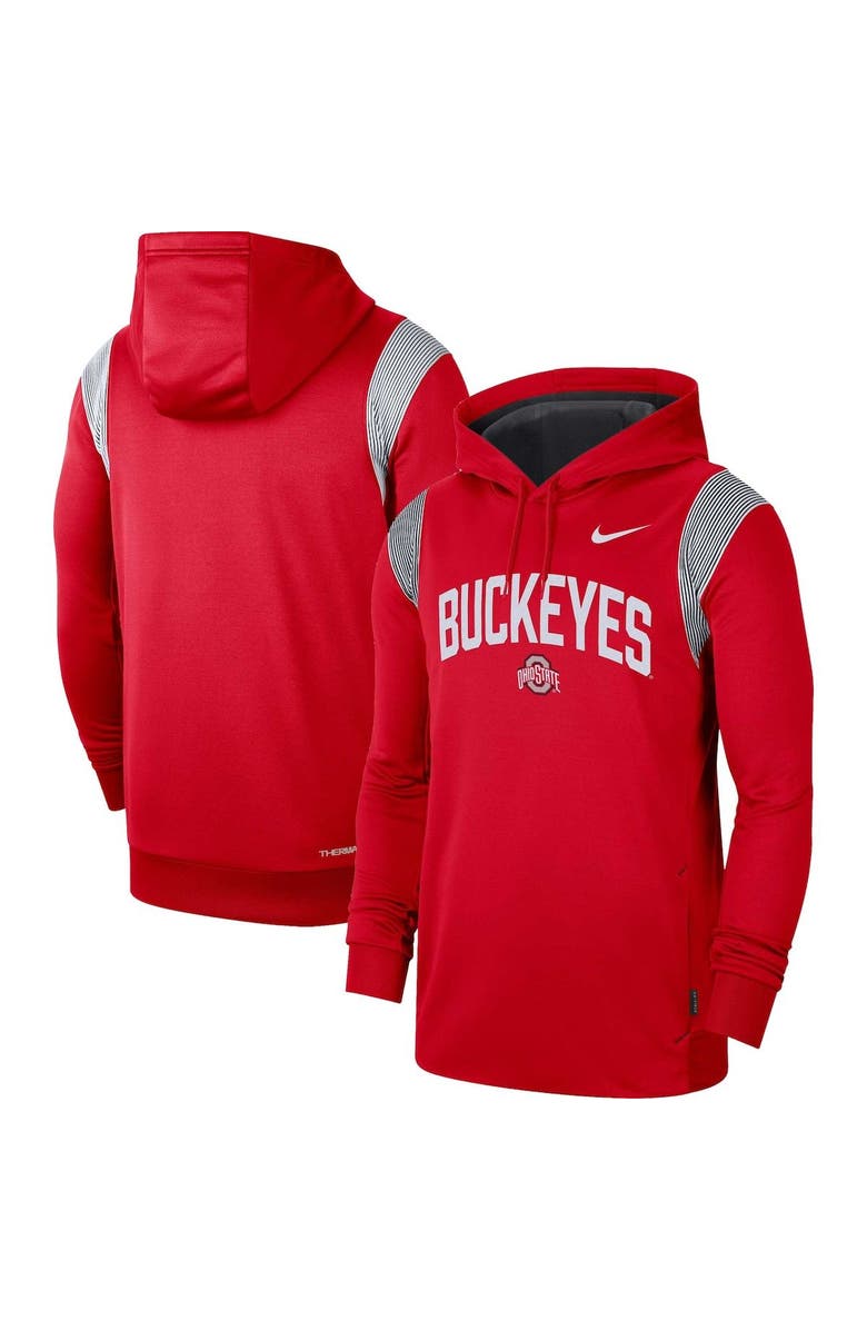 Nike Men's Nike Scarlet Ohio State Buckeyes 2022 Game Day Sideline Performance Pullover Hoodie, Main, color, Scarlet