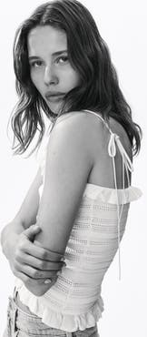 H&M Pointelle-knit Tie-strap Top