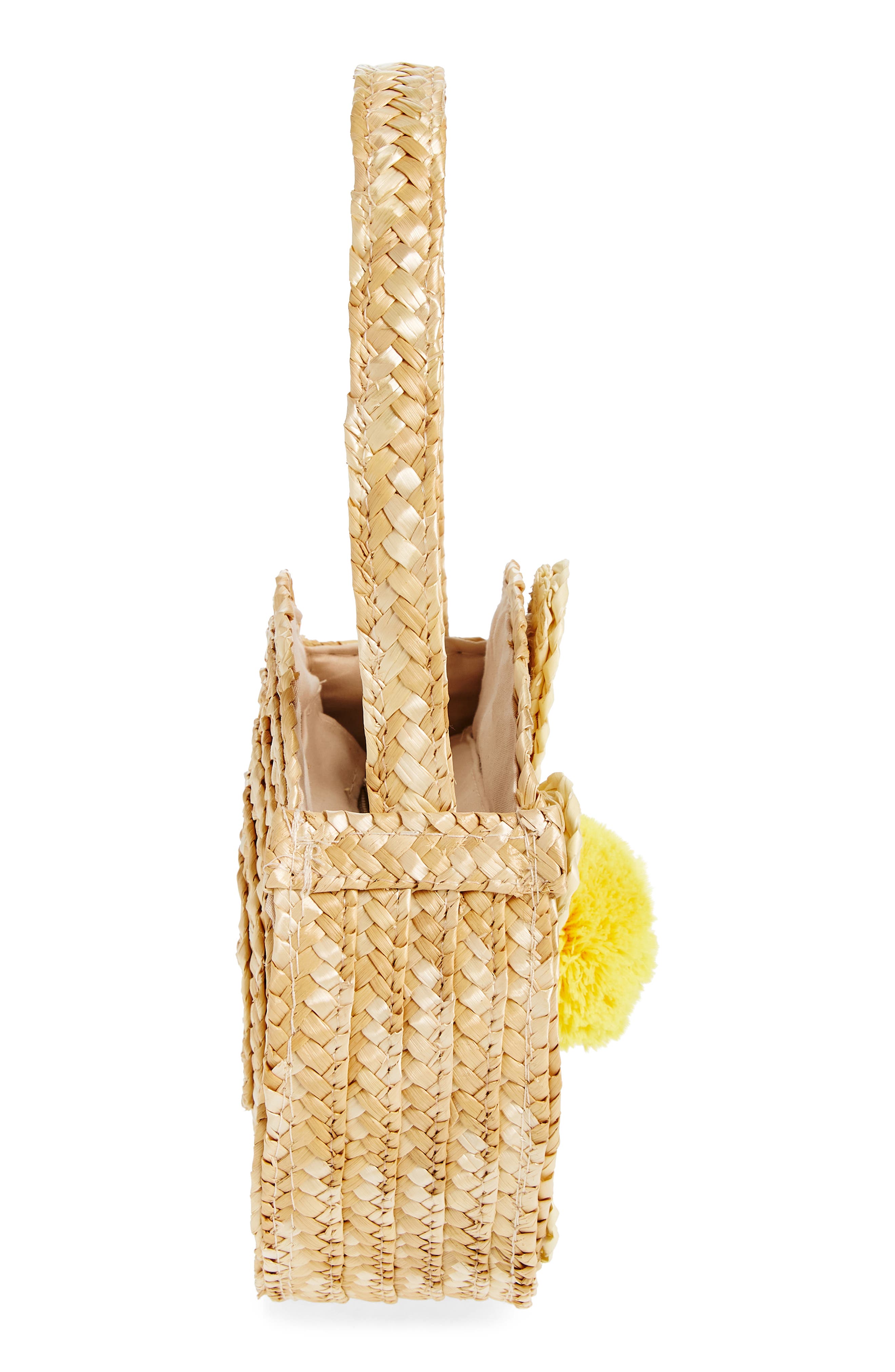 Pompom Daisy Rattan Handbag, Alternate, color, NATURAL MULTI