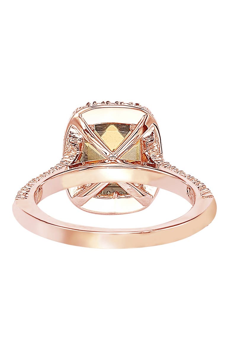 Rose Tone Sterling Silver Emerald Cut CZ Ring, Alternate, color, ROSE BROWN