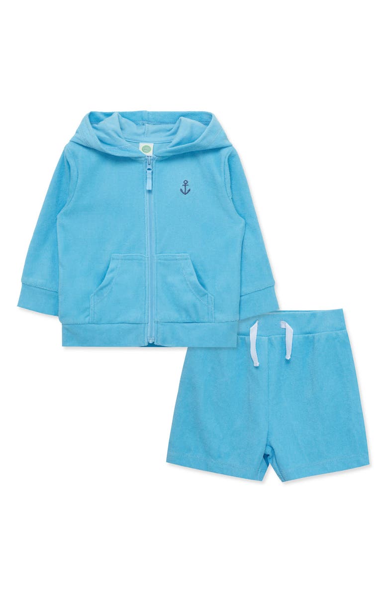 Little Me Terry Cover-Up Hoodie & Shorts Set, Main, color,