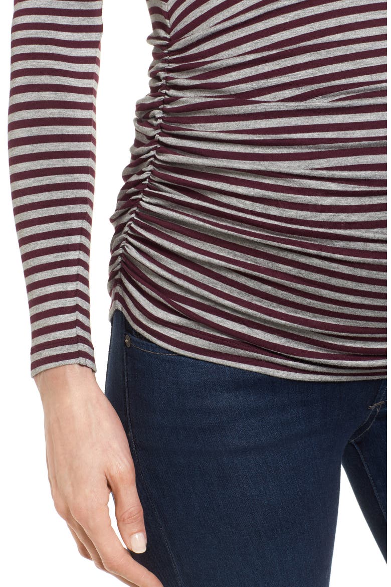Arlington Stripe Maternity Tee, Alternate, color, HEATHER GREY