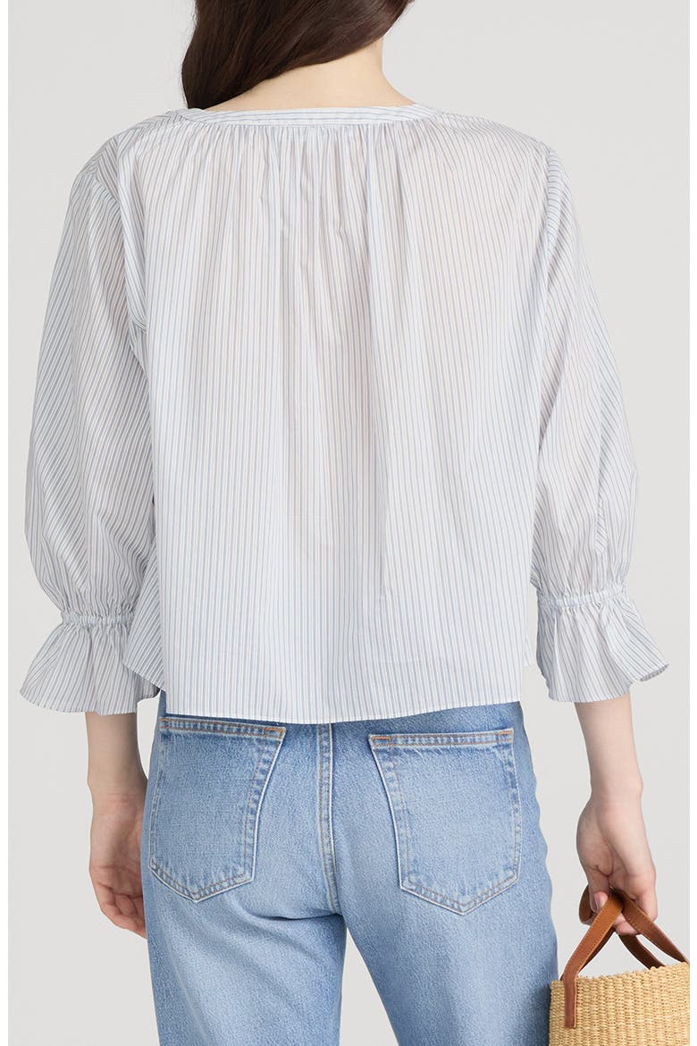 Poet Stripe Bell Sleeve Cotton Top, Alternate, color, OCEAN BLUE MULTI