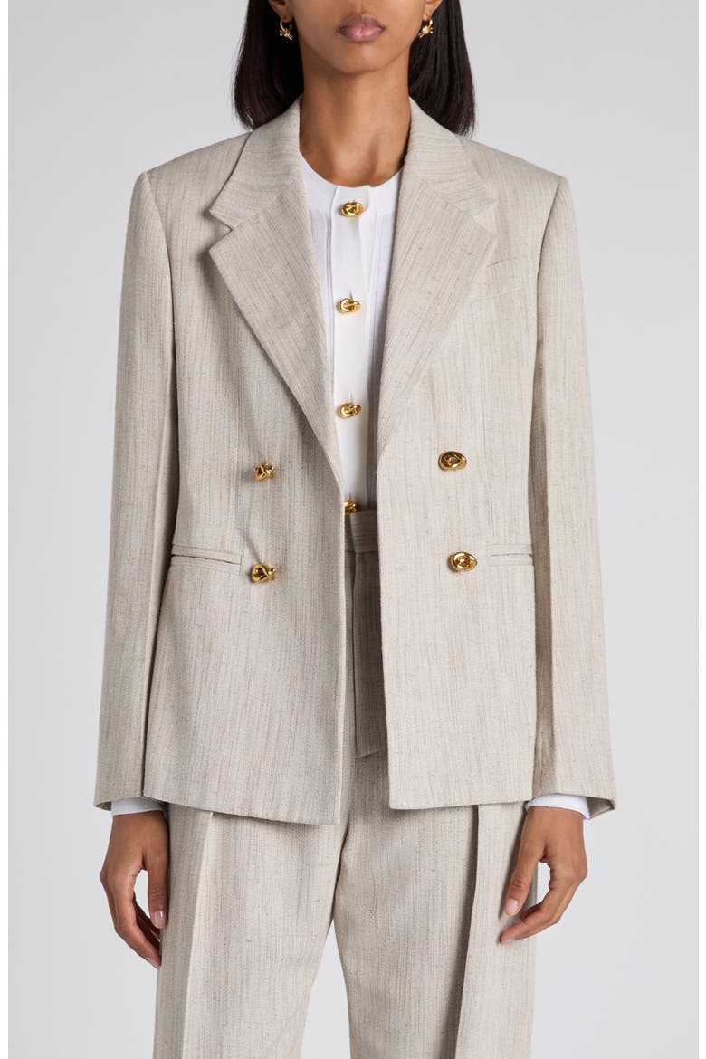 Knot Button Textured Blazer, Main, color, 2674 GREY PUTTY