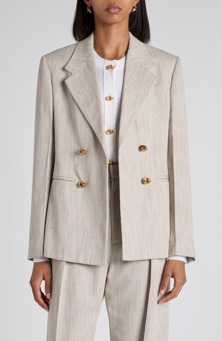 Bottega Veneta Knot Button Textured Blazer, Main, color, 2674 Grey Putty