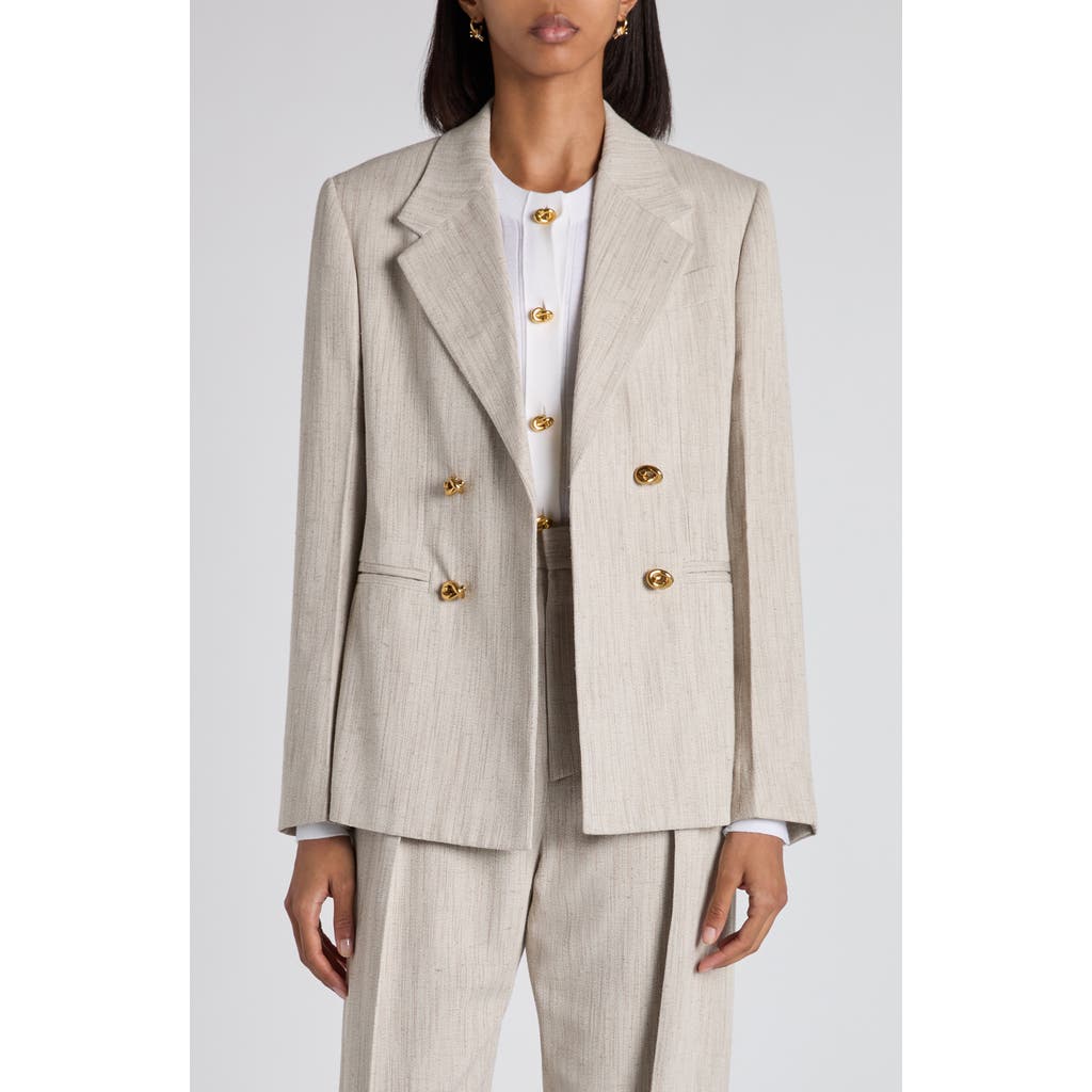 Bottega Veneta Knot Button Textured Blazer In Neutral
