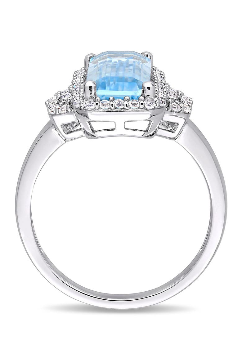Sterling Silver Sky Blue Emerald Cut Topaz & White Topaz Ring, Alternate, color, BLUE