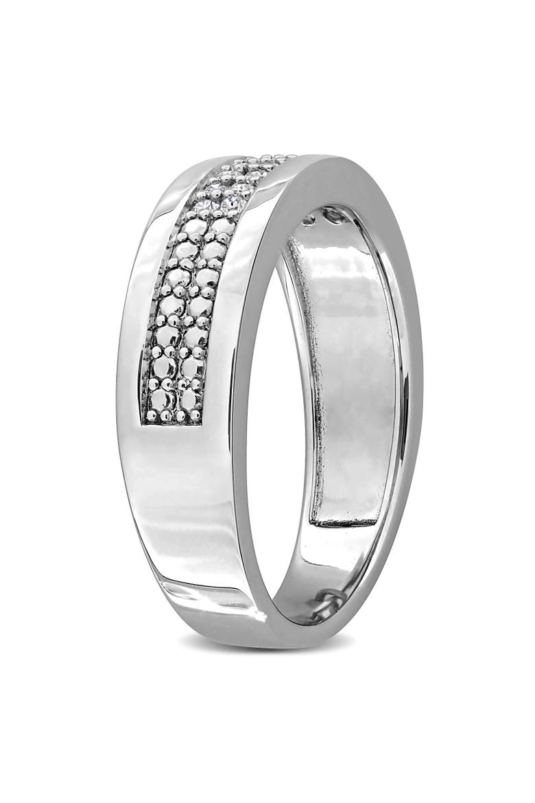 Men's Lab Grown Diamond Double Row Band, Alternate, color, Sterling Silver