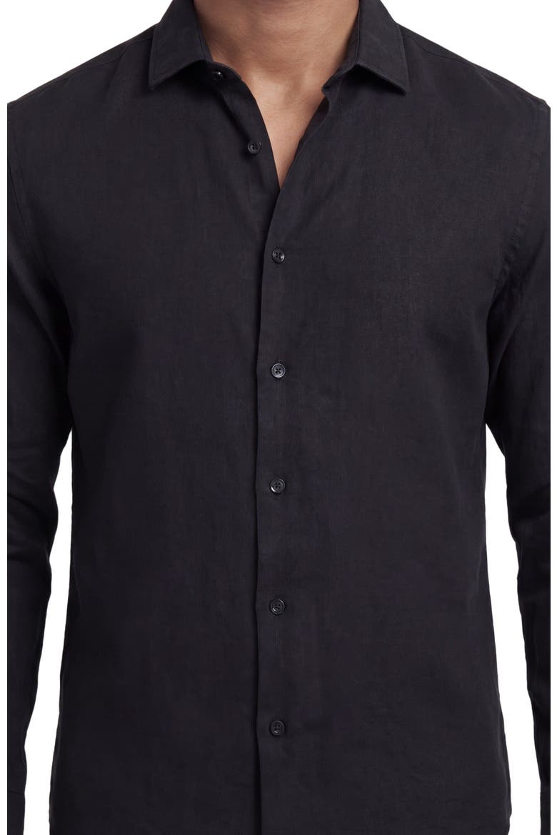 Linen Long Sleeve Shirt, Alternate, color, BLACK