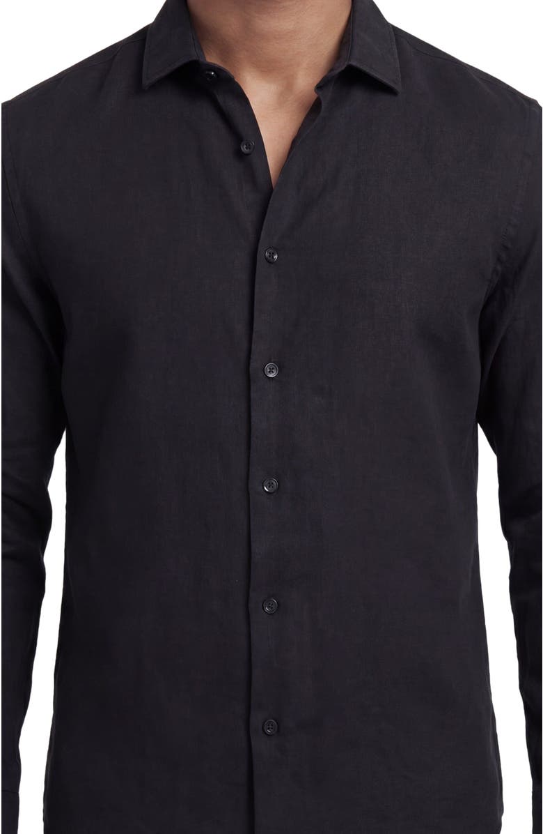 Lords of Harlech Linen Long Sleeve Shirt, Alternate, color, Black