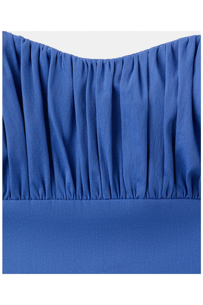 Starring Hailey Bieber Ruched Bodice Strapless Cotton Blend Dress, Alternate, color, BLUE