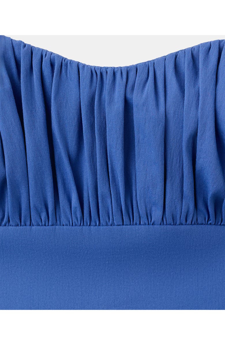 MANGO Featuring Hailey Bieber Ruched Bodice Strapless Cotton Blend Dress, Alternate, color,