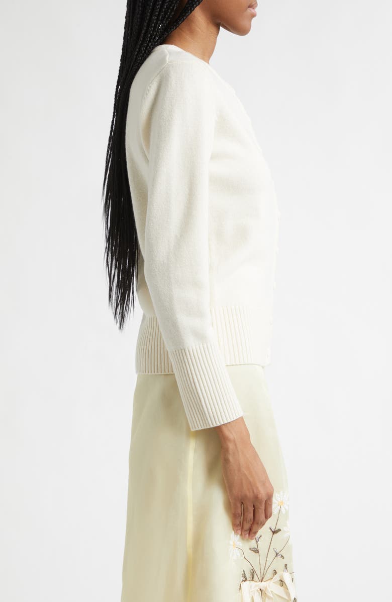 Tanner Fletcher Gender Inclusive Gladys Daisy Embroidered Wool Cardigan, Alternate, color, Ivory