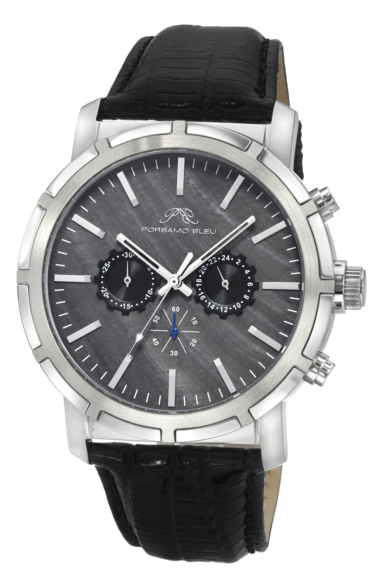 PORSAMO BLEU NYC Chronograph Leather Strap Watch, 38mm