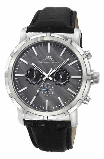 PORSAMO BLEU NYC Chronograph Leather Strap Watch, 38mm