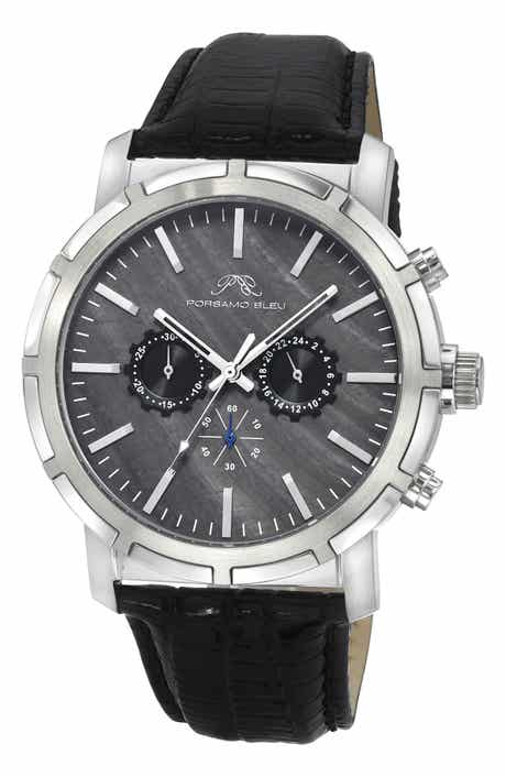 PORSAMO BLEU NYC Chronograph Leather Strap Watch, 38mm