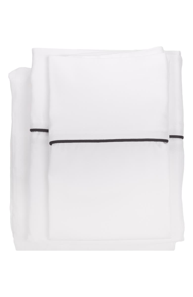 Pom Pom at Home Sheena Sateen Sheet Set, Main, color, White/ Midnight