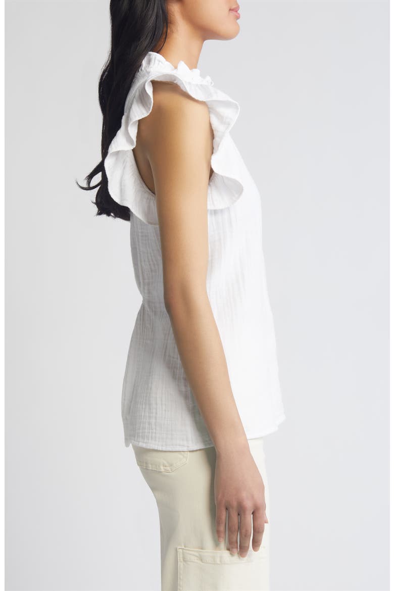 Flounce Sleeve Cotton Gauze Top, Alternate, color, WHITE