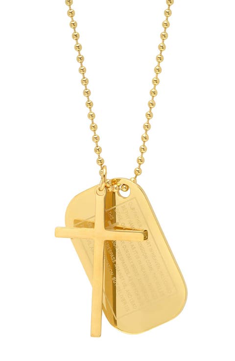 Men's Stainless Steel Cross & Lord's Prayer Dog Tag Necklace