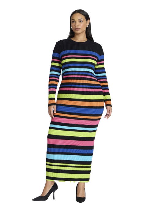 Variegated Stripe Maxi Dress (Plus Available)
