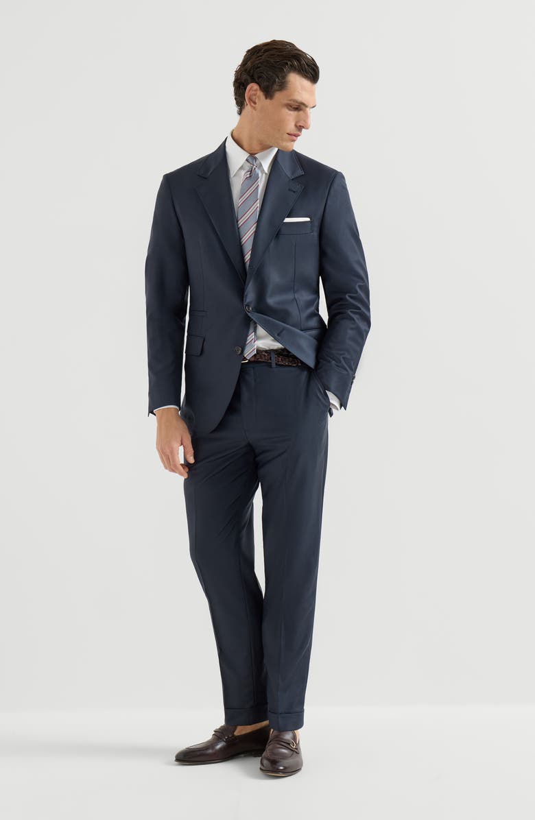 Brunello Cucinelli Virgin wool trousers, Alternate, color, Navy Blue