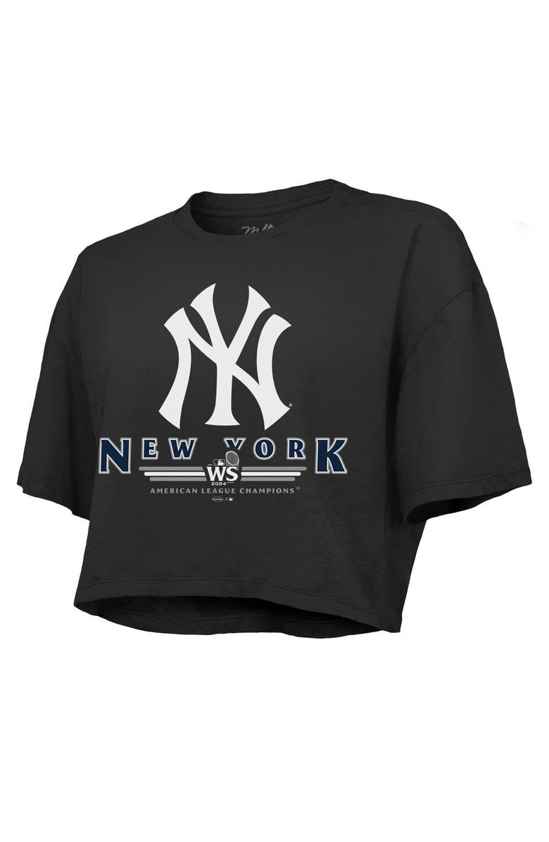 FANATICS Women's Fanatics Black New York Yankees 2024 American League Champions Cropped Boxy T-Shirt, Alternate, color, 