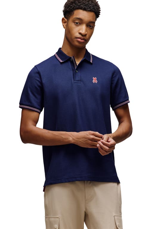 Psycho Bunny Hart Tipped Pima Cotton Piqué Polo In Blue