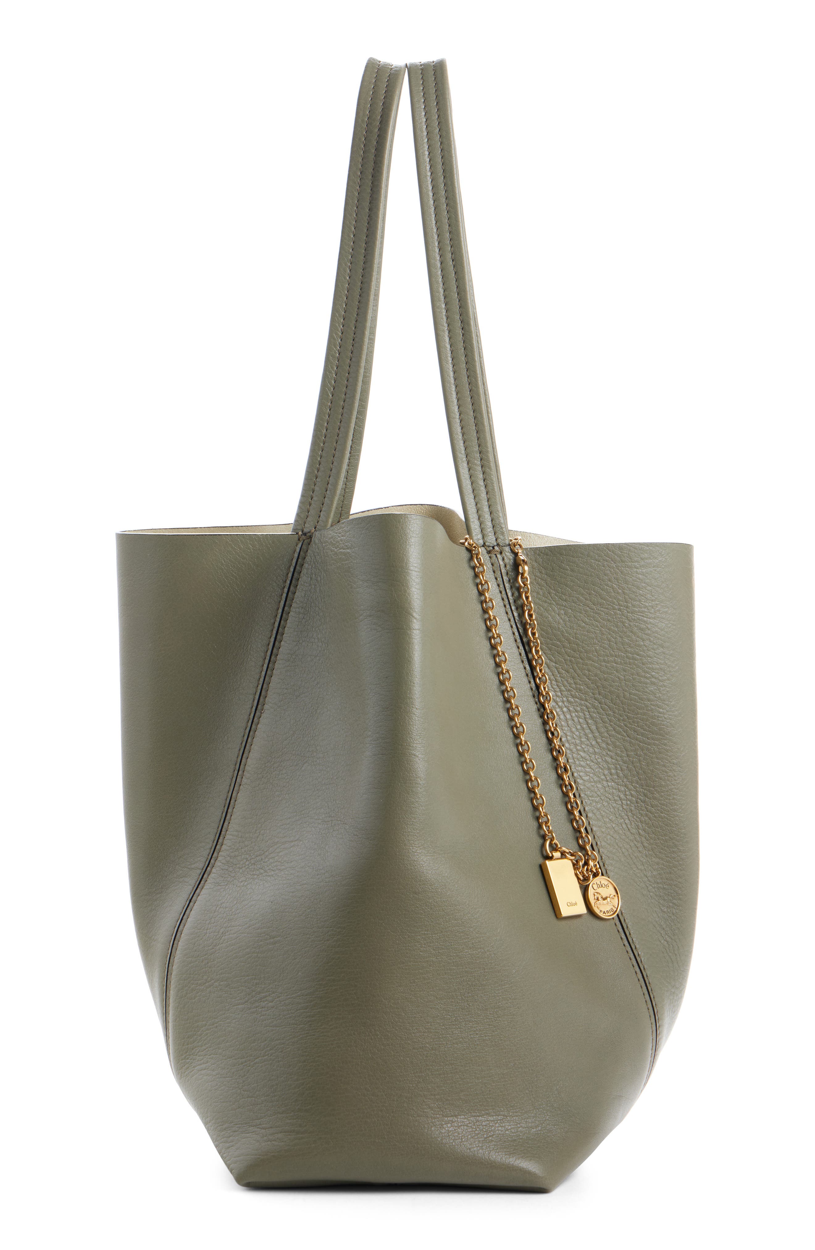 Spin Leather Tote, Alternate, color, ALOE GREEN