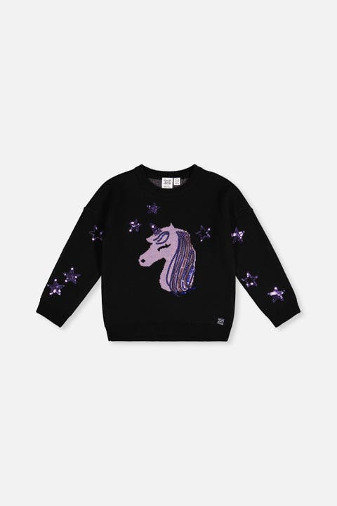 Intarsia Sequin Star Knitted Sweater