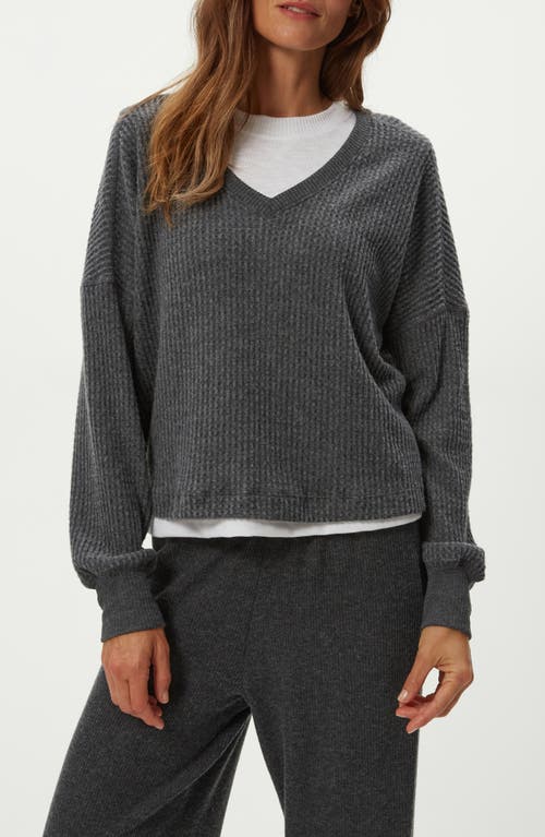 Michael Stars Salma Waffle Stitch V-neck Knit Top In Gray