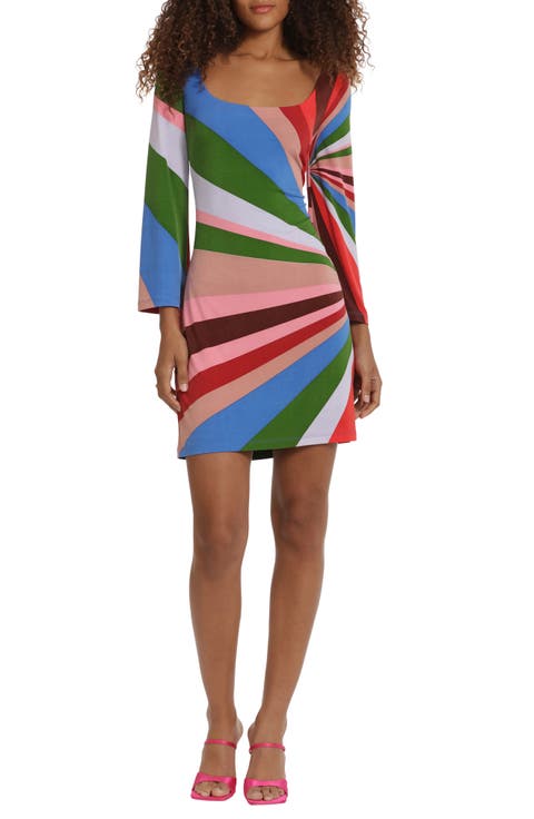 Scoop Neck Three-Quarter Sleeve Minidress