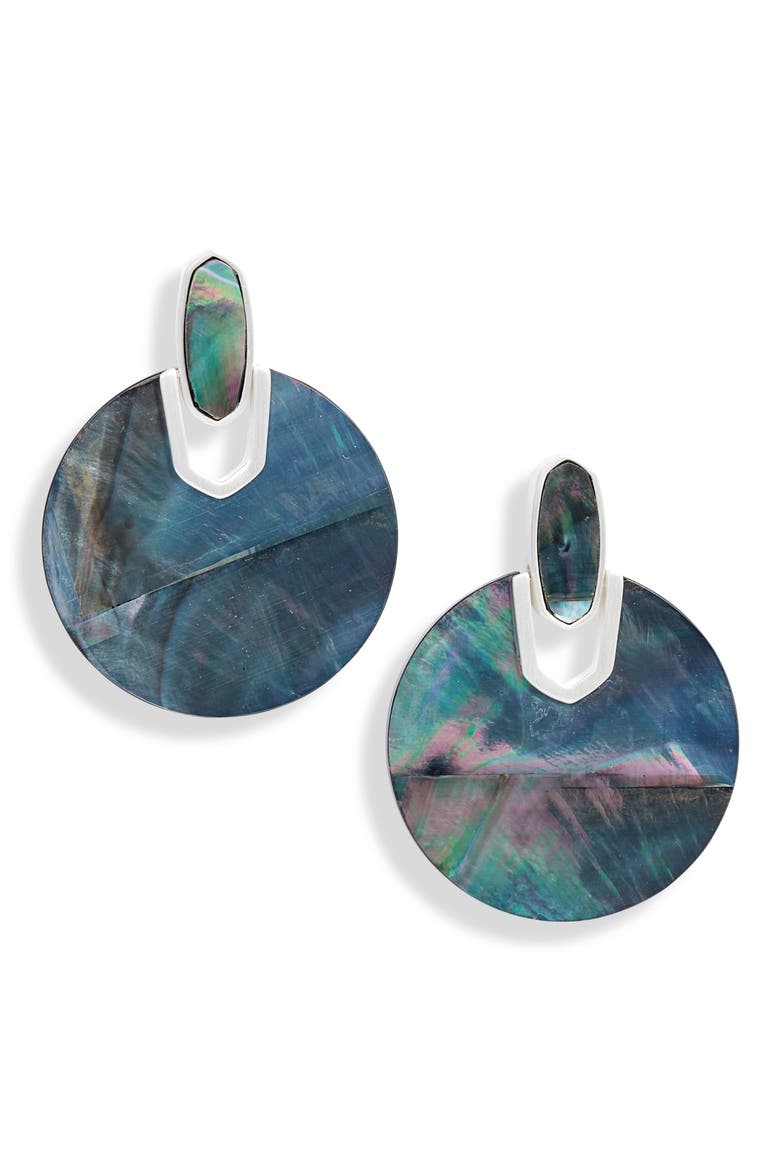 Didi Drop Earrings, Main, color, BRIGHT SILVER/ BLACK MOP