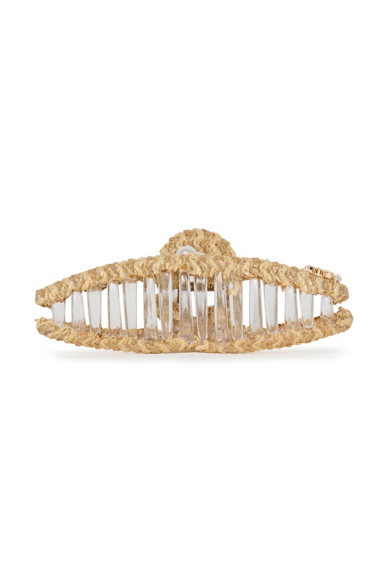 Raffia Shell Claw Clip, Alternate, color, NATURAL 250