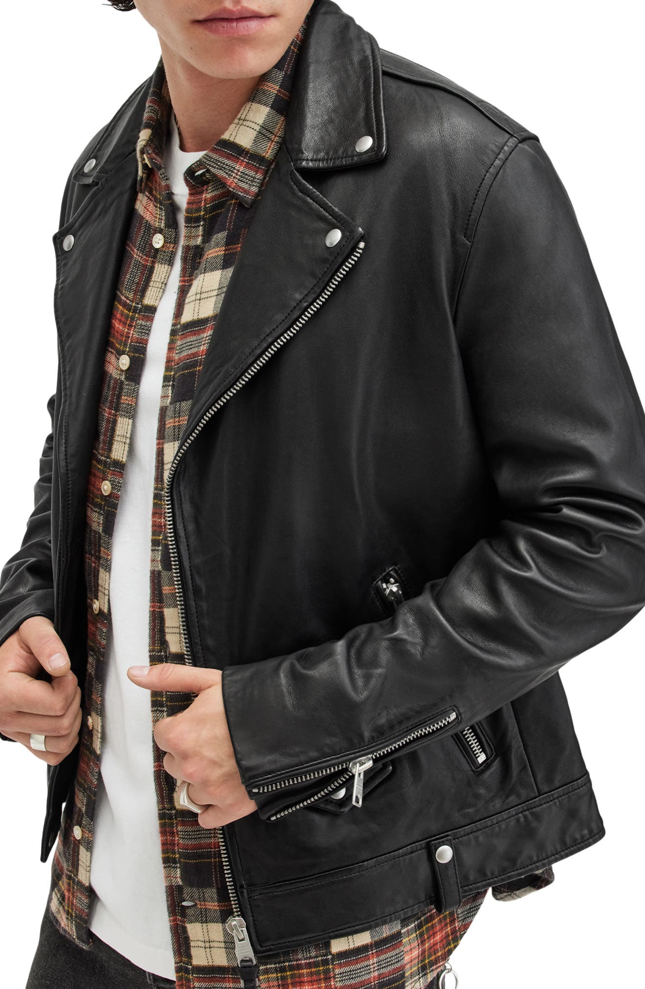 Milo Asymmetric Zip Leather Biker Jacket (Men) | Nordstrom