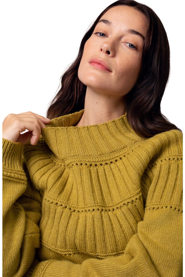 Textured Yoke Sweater, Alternate, color, Ochre